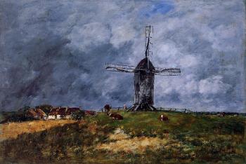 尤金 佈丹 Cayeux, Windmill in the Countryside, Morning